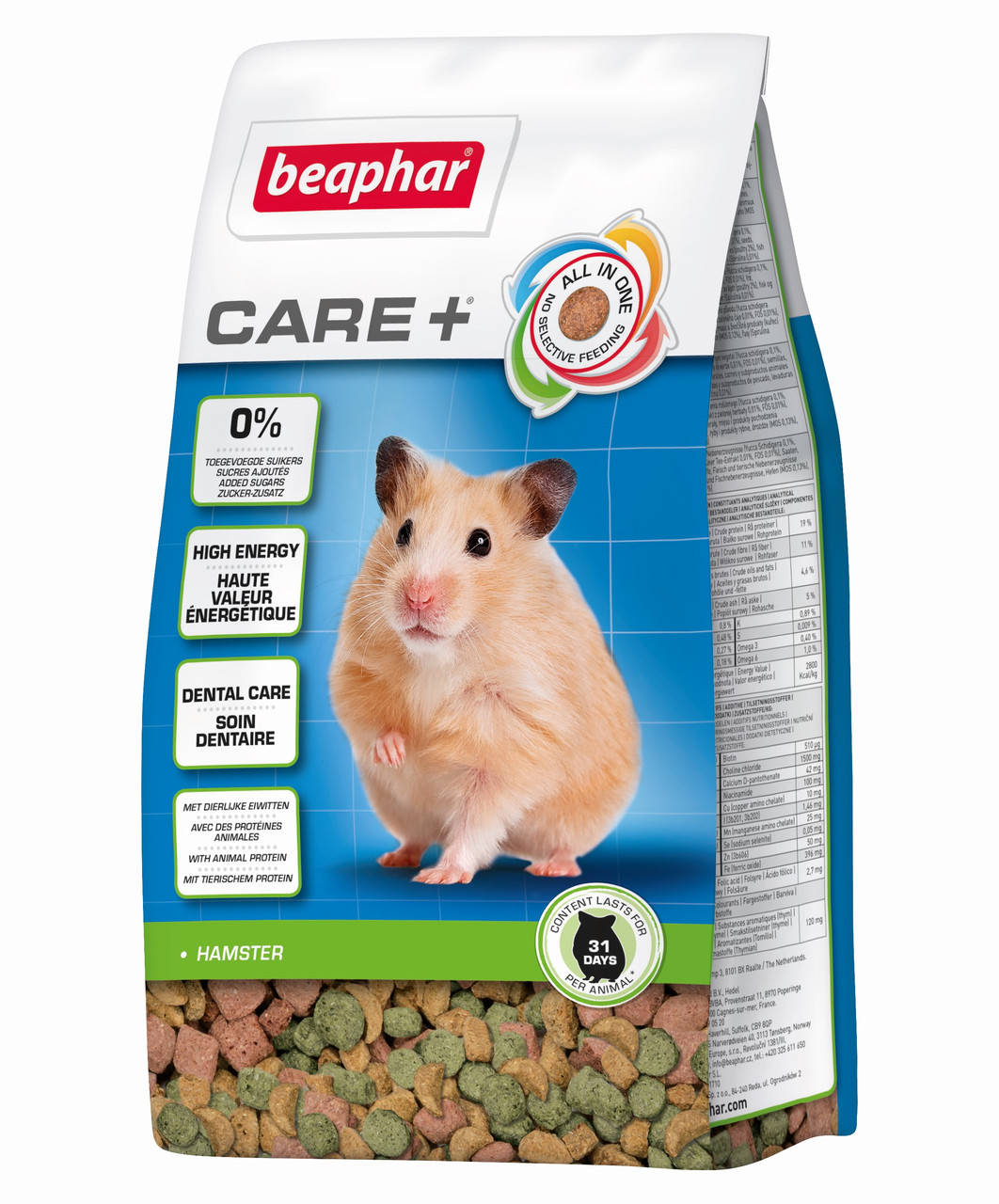 

Полноценный корм супер-премиум класса для хомяков CARE+ Hamster, 250 г. Beaphar