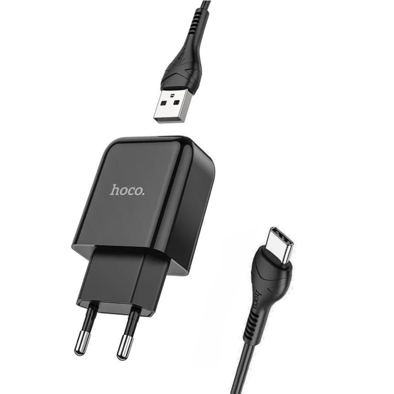 

Зарядное устройство 220В USBx1 с кабелем USB - Type-C Hoco N2 Vigour 130шт 8137