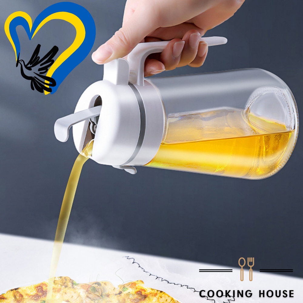 

Стеклянная бутылка Cooking House 650 мл с дозатором для оливкового масла., Оливковый