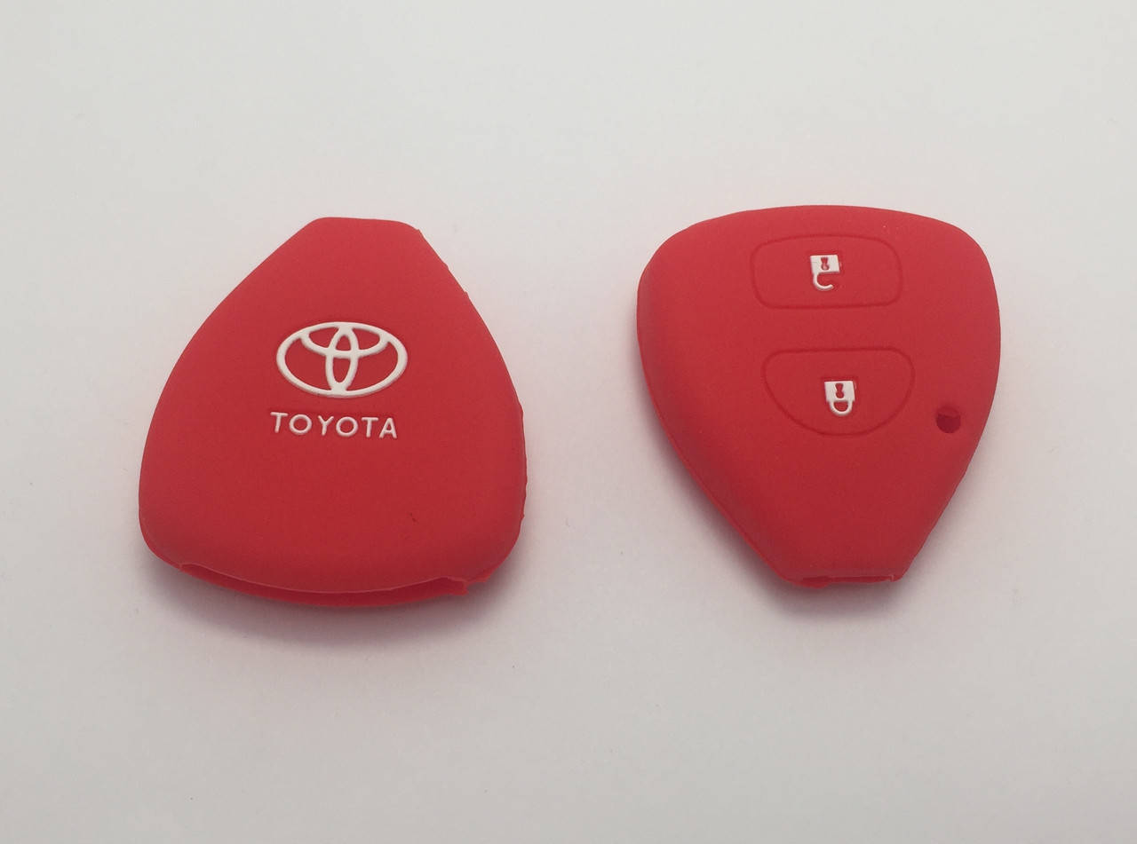 

Силиконовый чехол на ключ Toyota 2 кнопки тип3 красный