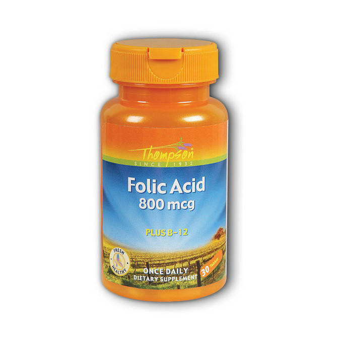 

Thompson Folic Acid 800 mcg with B-12 30 tabs