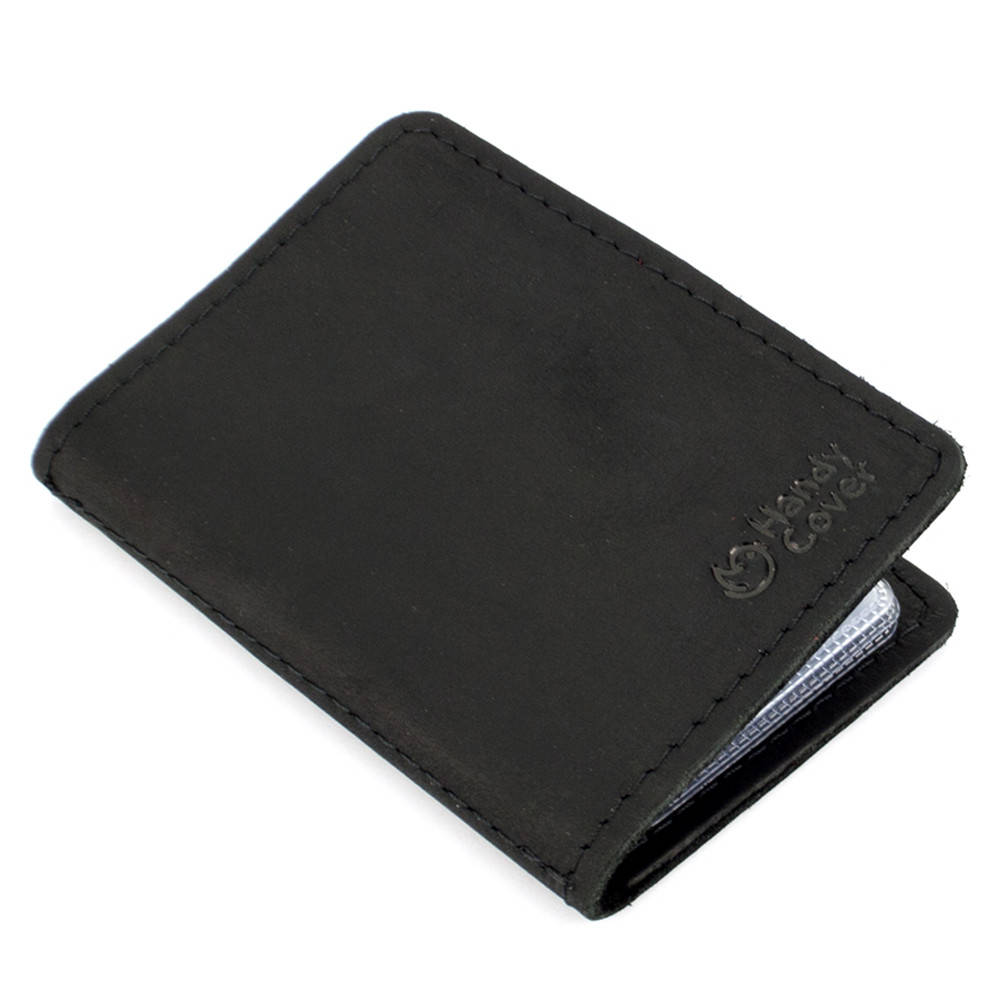 

Обложка кожаная на ID паспорт, права Handycover HC0047 черная, Черный