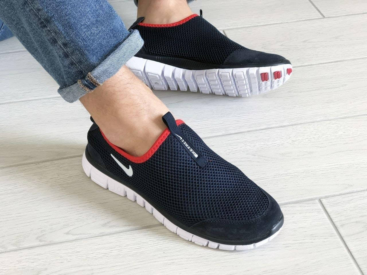 

Кроссовки мужские Nike Free Run 3.0 синие с белым красные, Синий