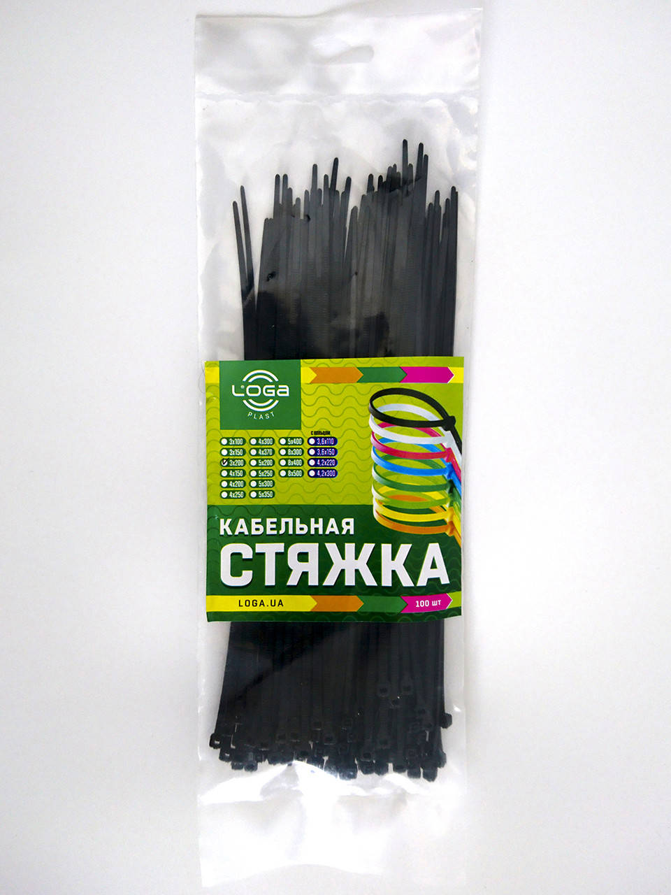 

Пластиковые хомуты 3x200 100шт, Черный