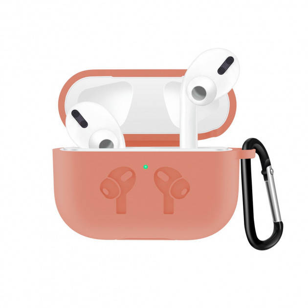 

Защитный чехол кейс для Apple AirPods Pro Alitek Logo Персиковый + карабин