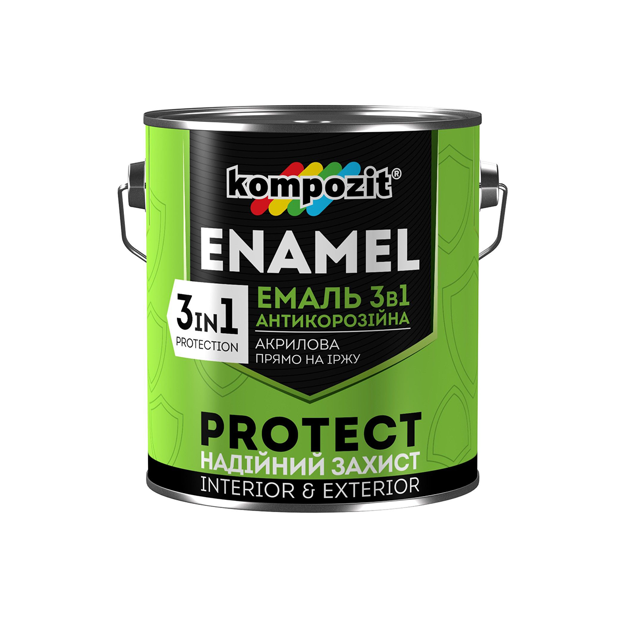 

Эмаль антикоррозионная Kompozit Protect 3 в 1 зеленый шелковистый мат 2.7кг
