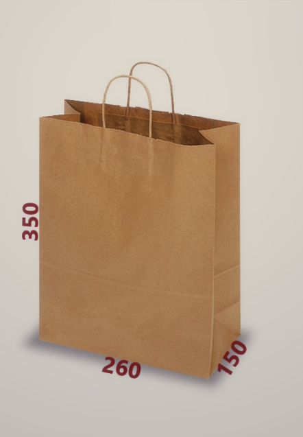 

Бумажный пакет с ручками 260х350х150 80г, Коричневый