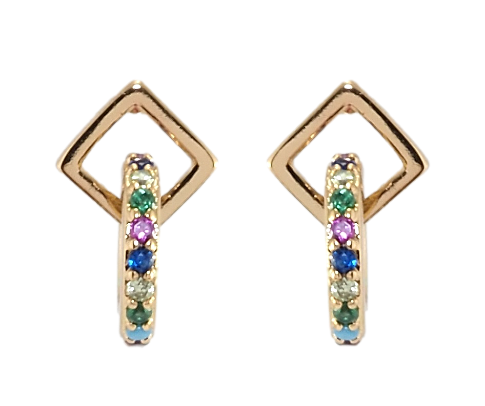 

Серьги Xuping Позолота 18K гвоздики (пусеты) "Ромбы с колечками"