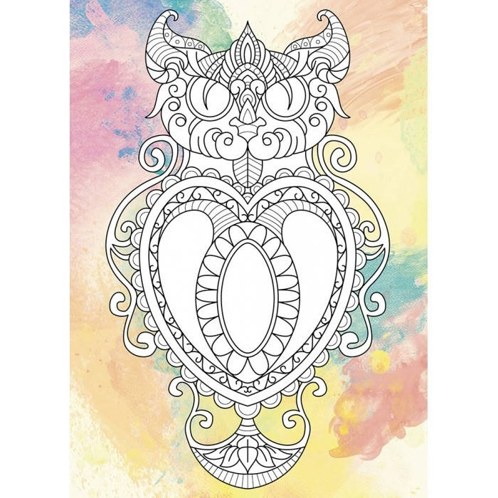 

Набір для розпису на полотні. Дзен малювання. Загадковий кіт (палітра турмалін) 18*25