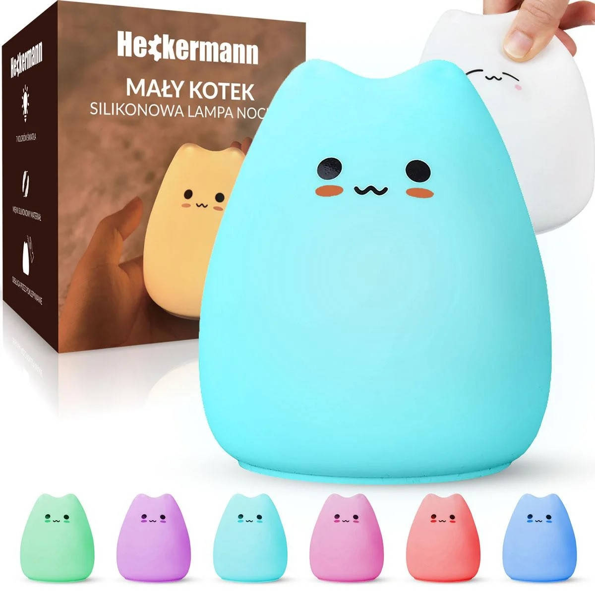 

Ночник игрушка, силиконовый светодиодный сенсорный светильник Котенок Little Cat, Белый