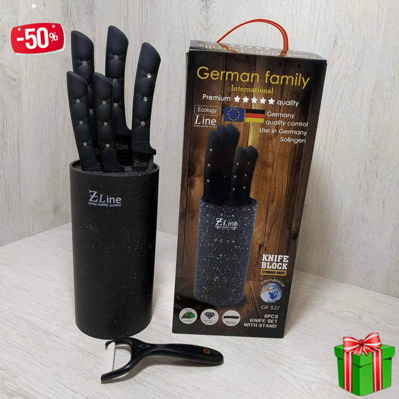 

Набор ножей из нержавеющей стали с подставкой German Family GF-S27, Набор профессиональных кухонных ножей