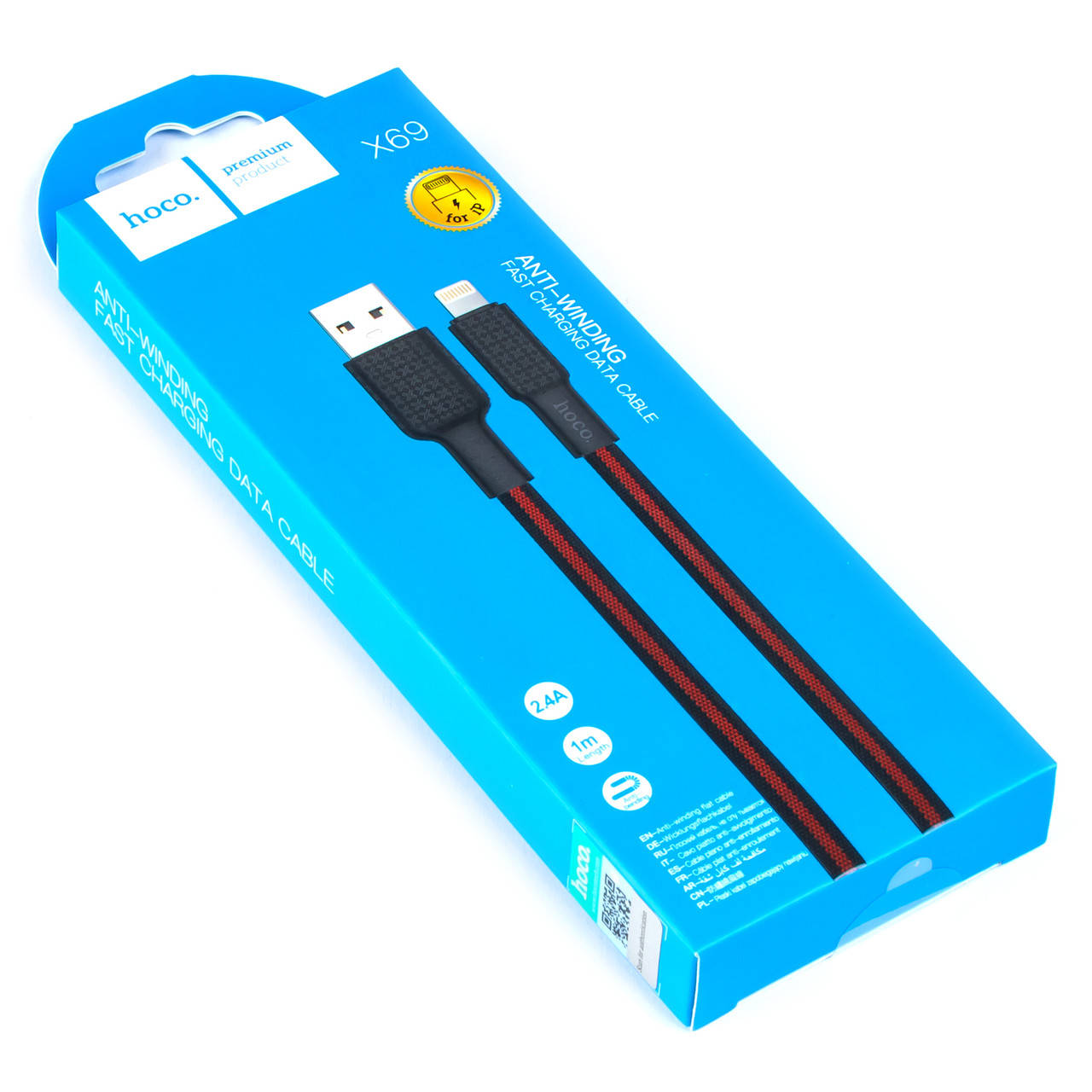 

Кабель USB - Lightning HOCO X69 1м чёрно-красный