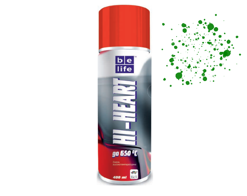 

Краска термостойкая Belife Hi-Heart Paint зеленая (1113), 400 мл, Зелёный