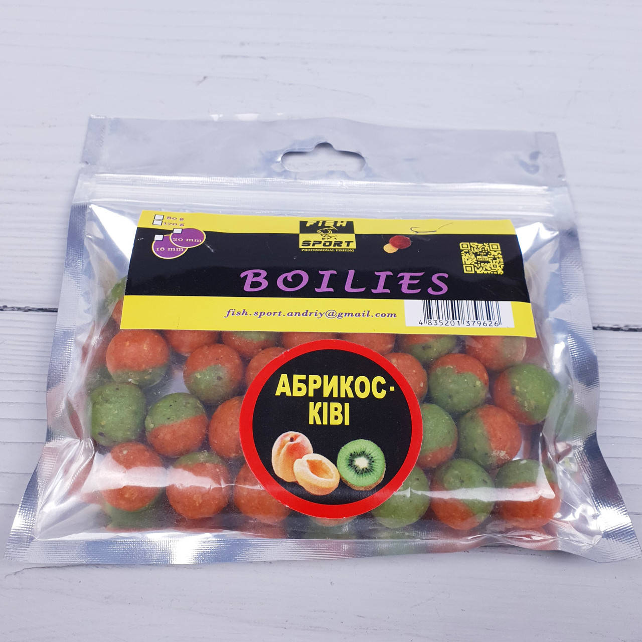 

Бойлы пылящие 16мм Fish Sport (Киви/Абрикос) 80г
