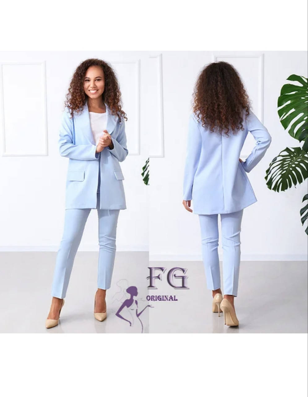 

Женский брючный костюм с пиджаком 6 цветов темно-синий