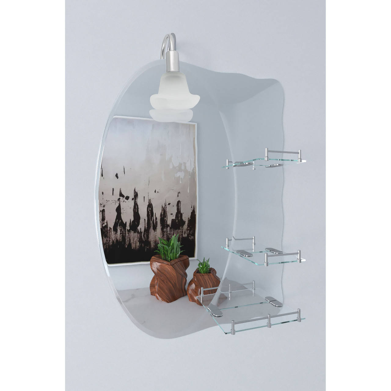 

Зеркало угловое в ванную с полочкой LIDZ 140 LD55781400705W 67.5см x 48см c подсветкой 74818