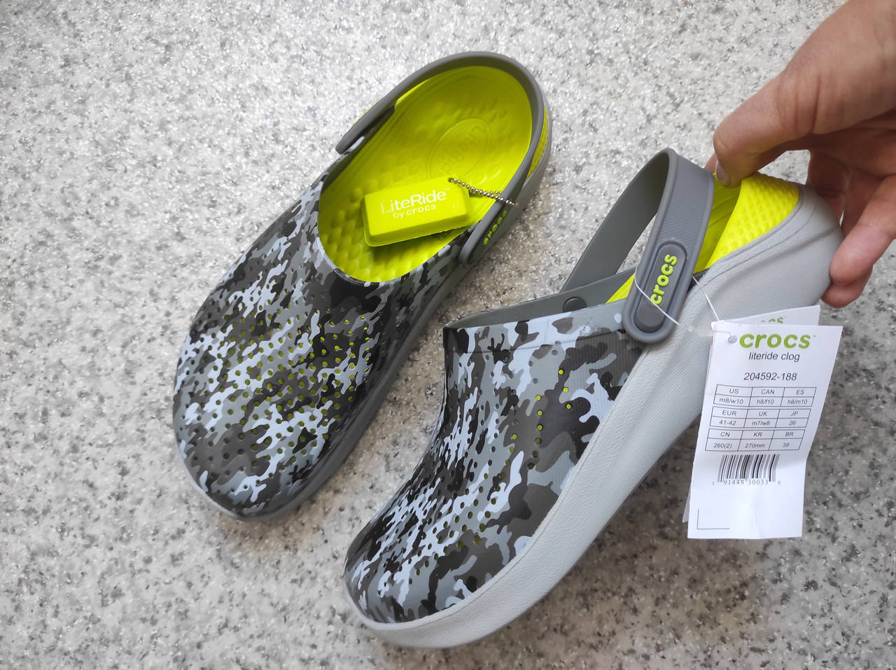 

Мужские кроксы Crocs LiteRide Clog Camouflage, Хаки
