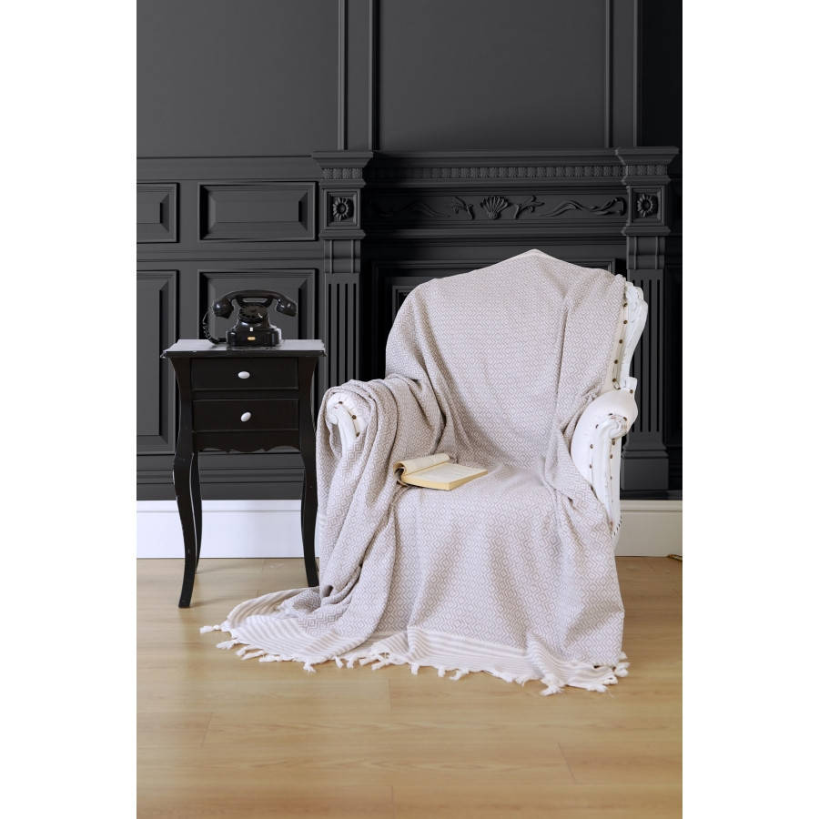 

Плед-накидка Eponj Home Buldan Keten - Etnik 170*220 kahve кофе, Кофе с молоком