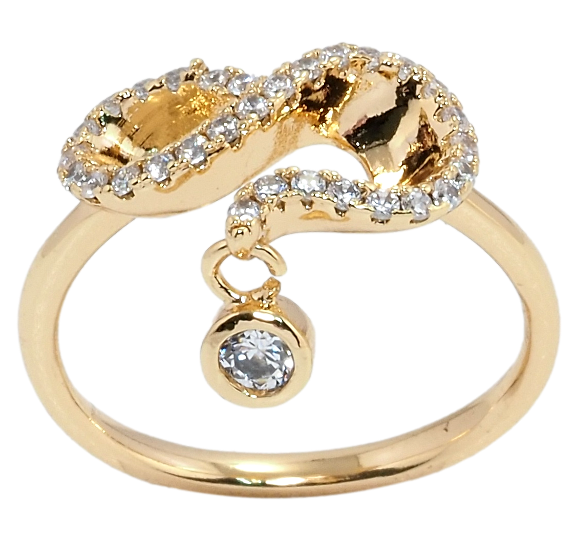 

Кольцо Xuping Позолота 18K "Завиток с подвеской" р.17,18
