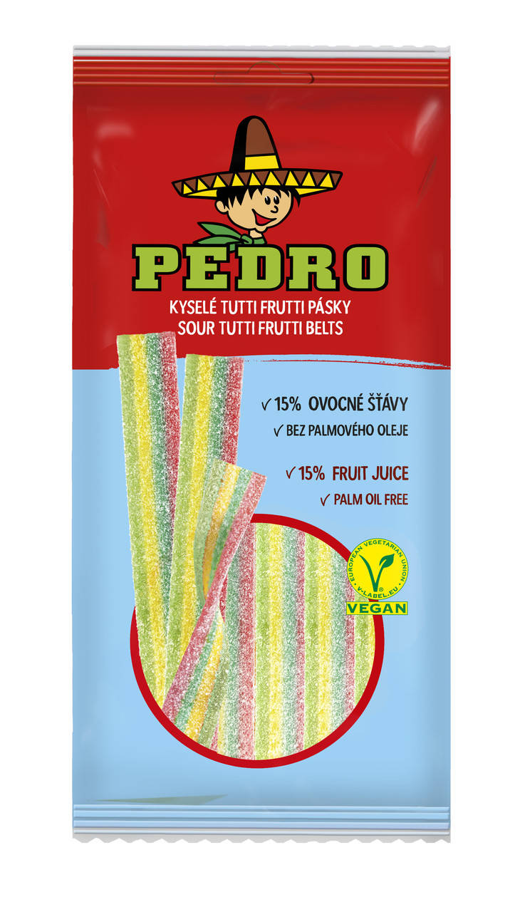 

Жевательные конфеты Ремешки Тутти Фрутти PEDRO 80г, (20шт/ящ)