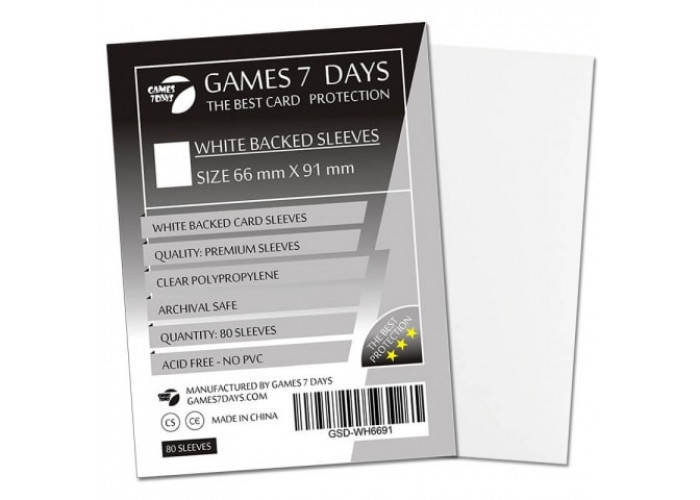 

Протектори для карт Games7Days (66 х 91 мм, MTG, 80 шт.) White (PREMIUM)