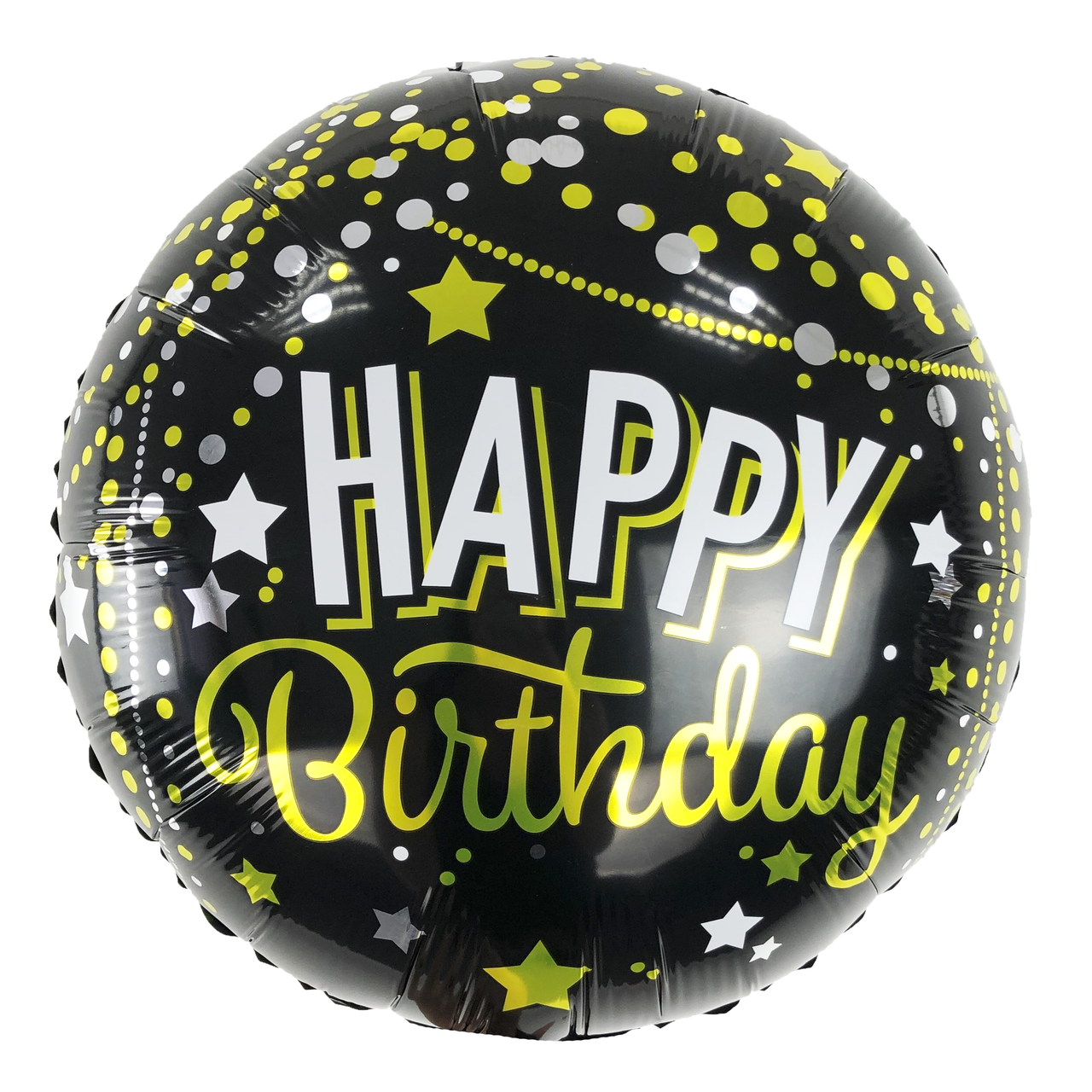

Фольговані кулі коло "Happy Birthday" на чёрном, Диаметр: 18"(45 см)., Черный