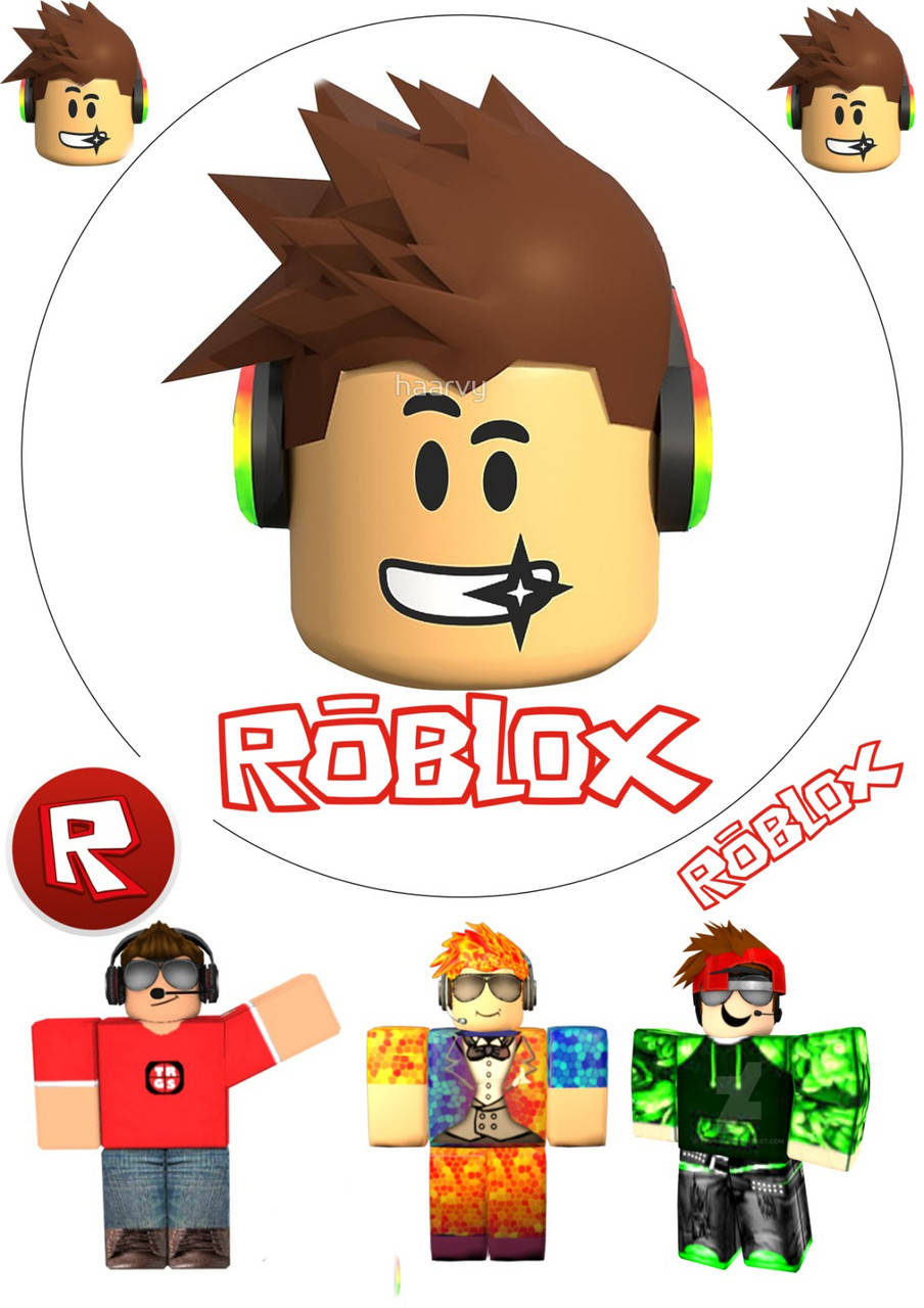 

Вафельная картинка на круглый торт в стиле "Роблокс / ROBLOX"(роботы) №1 А4
