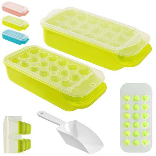 

Форма (емкость) для льда силиконовая для кухни с контейнером и лопаткой Сердечки 25x11см Stenson (R21070), Разные цвета