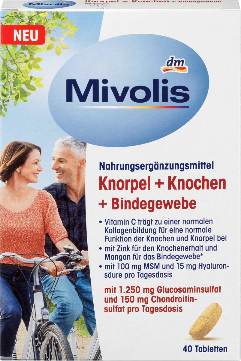 

Хрящи + кости + соединительная ткань, капсулы Mivolis 40 штук, 66 г (Германия)