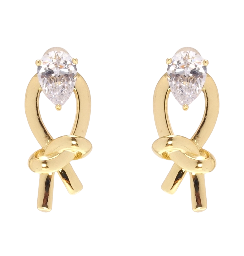 

Серьги Xuping QQMM Позолота 14K гвоздики (пусеты) "Петельки с фианитами"