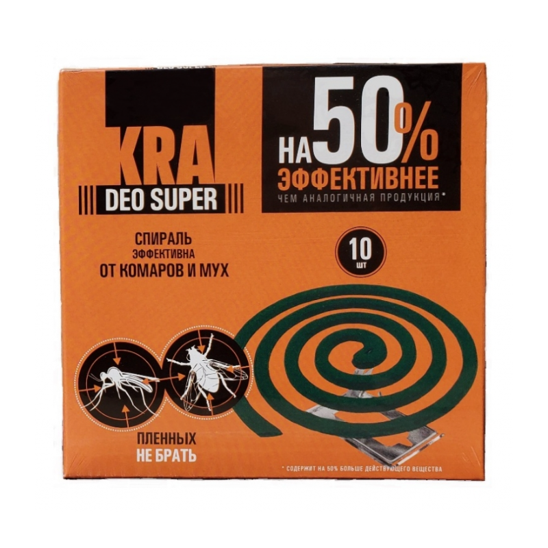 

Спирали KRA DEO SUPER от комаров и мух (10шт)