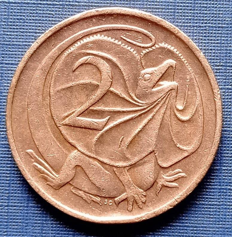 

Монета 2 цента Австралия 1969 фауна ящерица