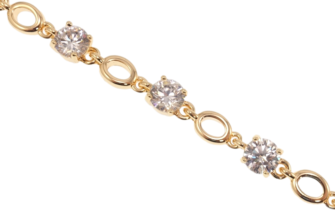 

Браслет M&L желтый оттенок "Вставки фианитов" длинна с доп.звеном 17,19см х 5мм