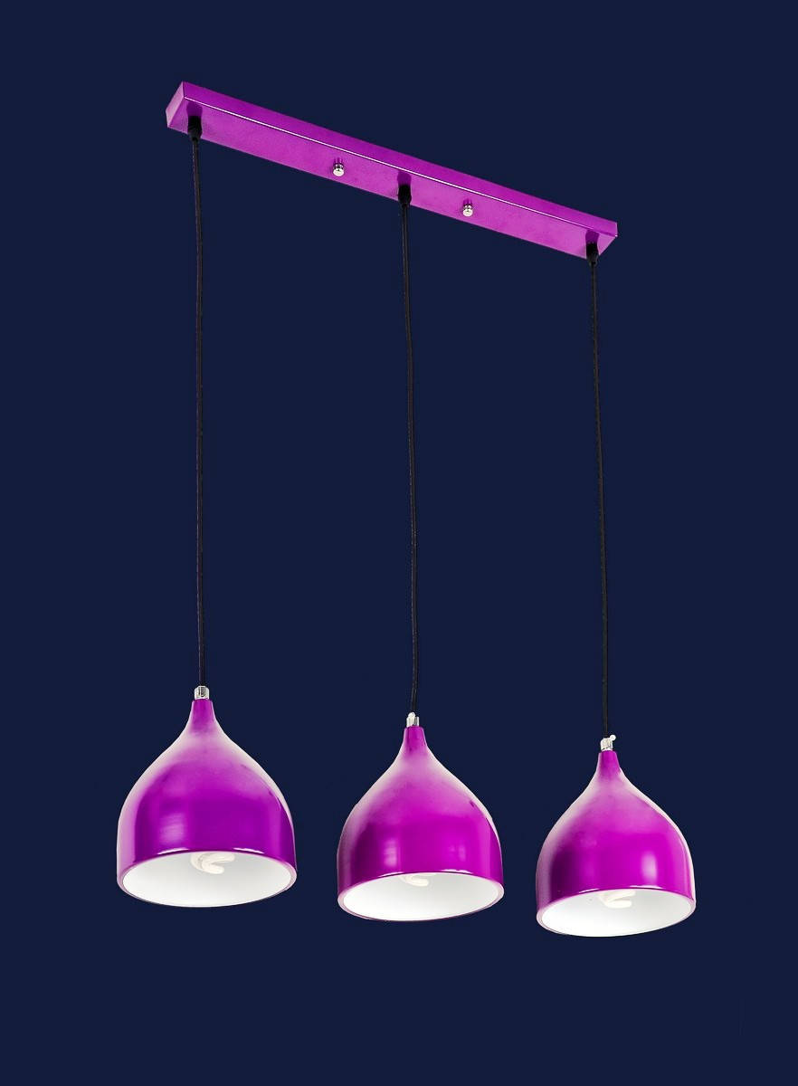 

Тройной подвесной светильник на планке в стиле Loft с цветным плафоном 7044461-3 PURPLE