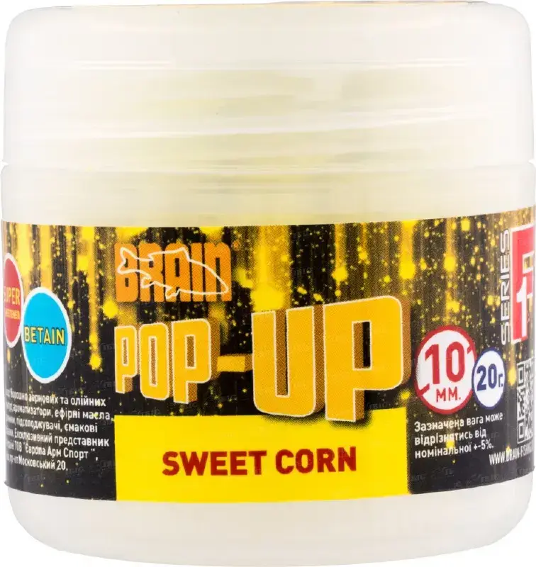 

Бойлы Brain Pop-Up F1 Sweet Corn (кукуруза) 10mm 20gr