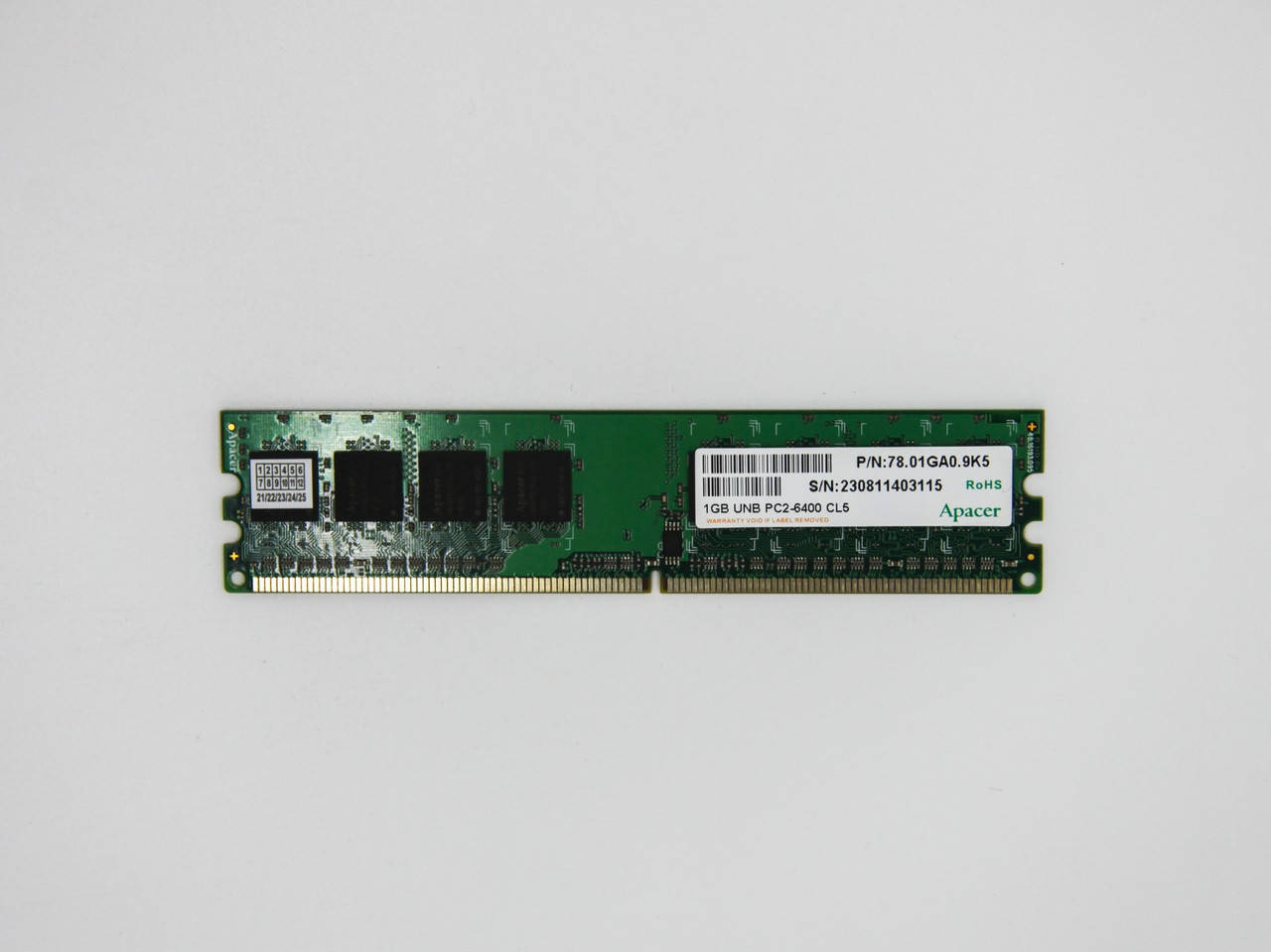 

Оперативная память Apacer DIMM 1Gb DDR2-800MHz PC2-6400 CL5 (78.01GA0.9K5) Refurbished