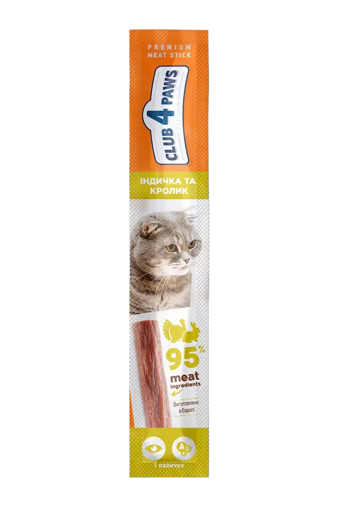 

Лакомства Club 4 Paws Мясная палочка с индейкой и кроликом 5 г