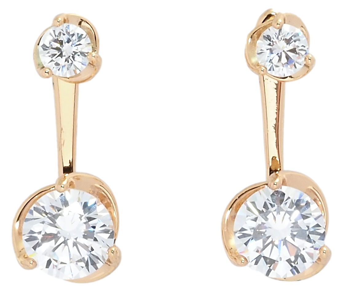 

Серьги Xuping Позолота 18K гвоздики (джекеты) "Фианиты" ø 4мм