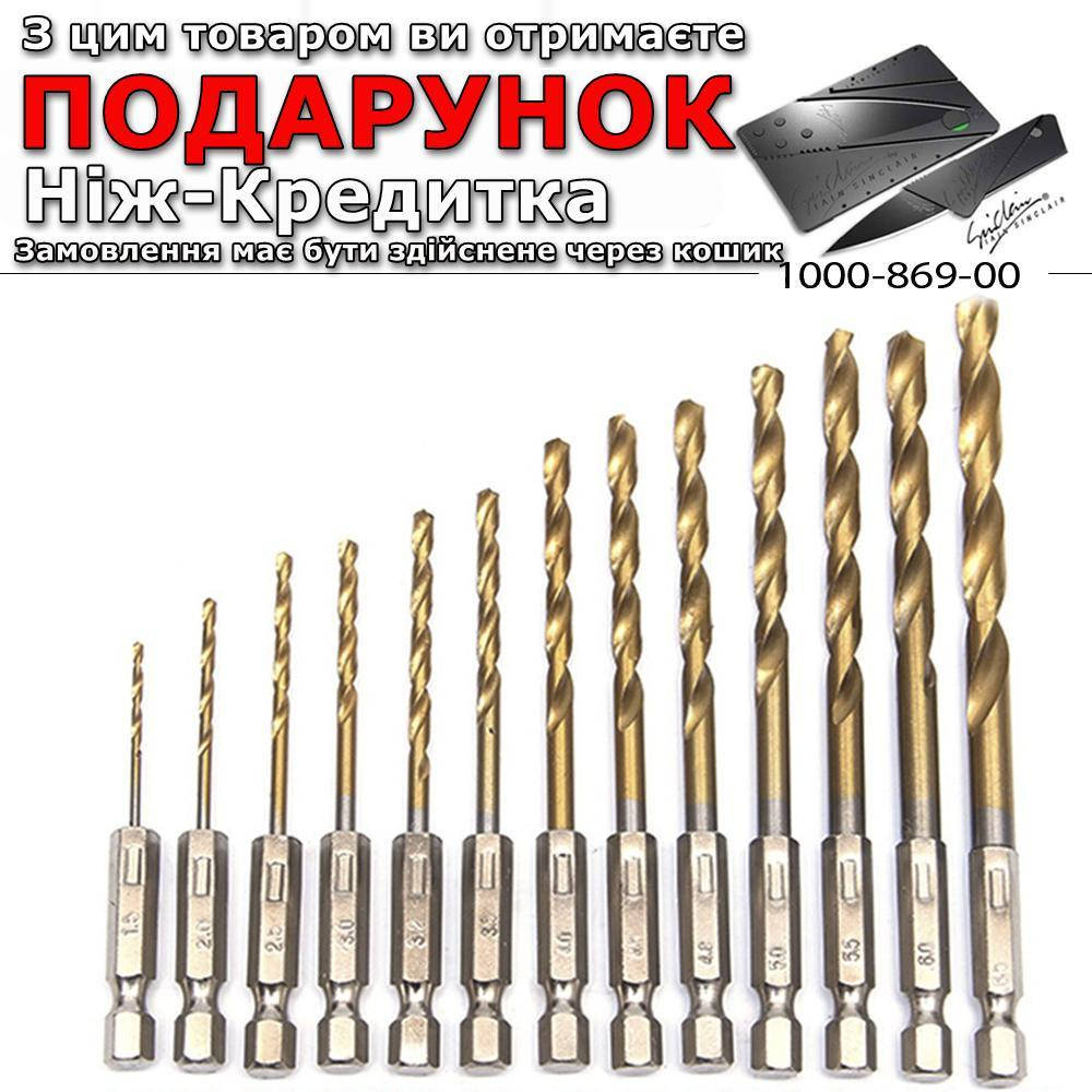 

Набор сверл по металлу для шуруповерта 13 шт с титановым покрытием