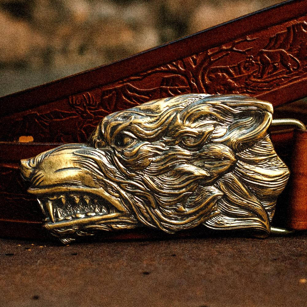 

Пряжка ВОЖАК на мужской ремень Gorillas Accessories, Тёмно коричневый