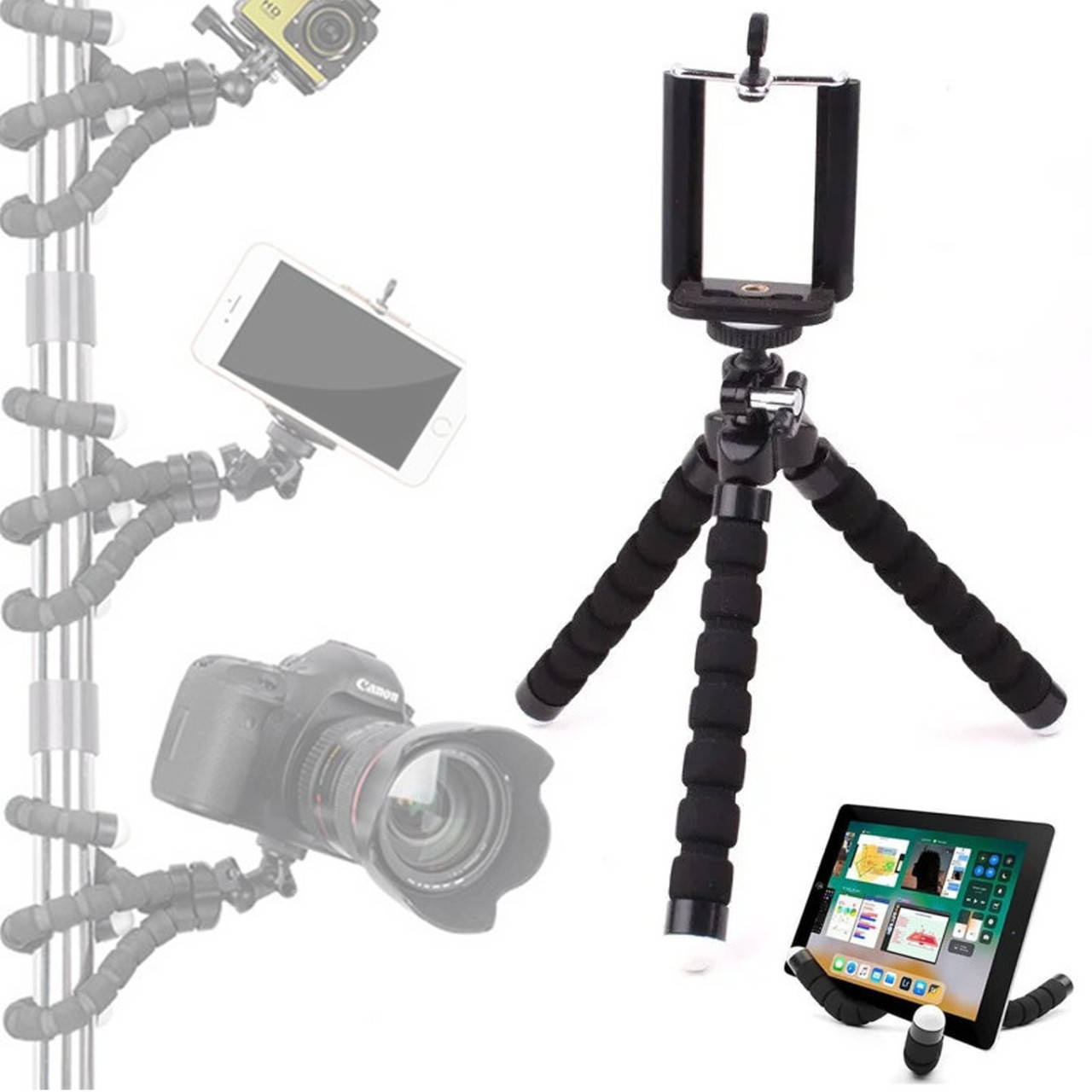 

Настольный мини гибкий штатив с креплением для телефона и камеры осьминог Черный FED