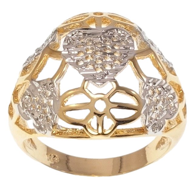 

Кольцо Xuping Позолота+Родий "Широкий Резной Купол Узор Сердечки" р.17,17.5,18