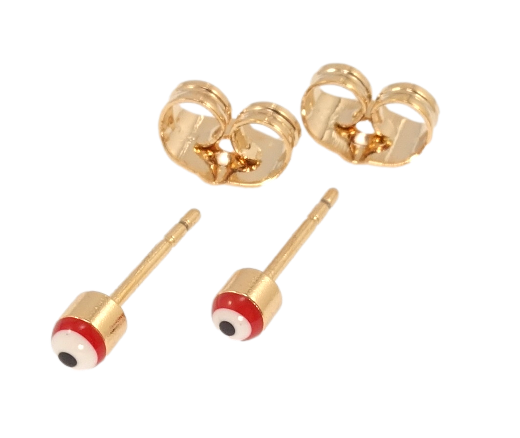 

Серьги Xuping Позолота 18K гвоздики (пусеты) "Красный Глаз Фатимы, эмаль" ø 3мм