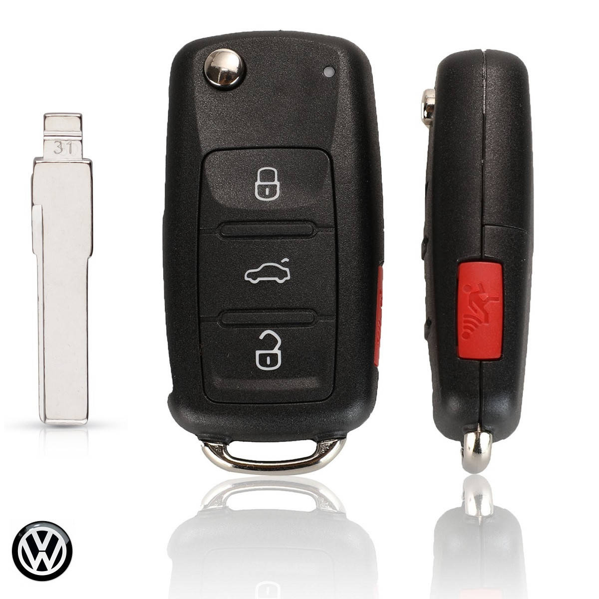 

Корпус выкидного ключа VW Passat B7 USA (3+1 кнопки Panic+Логотип VW Black)