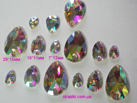 

7мм*12мм капля crystal_ab (Пришивные камни стекло Китай)