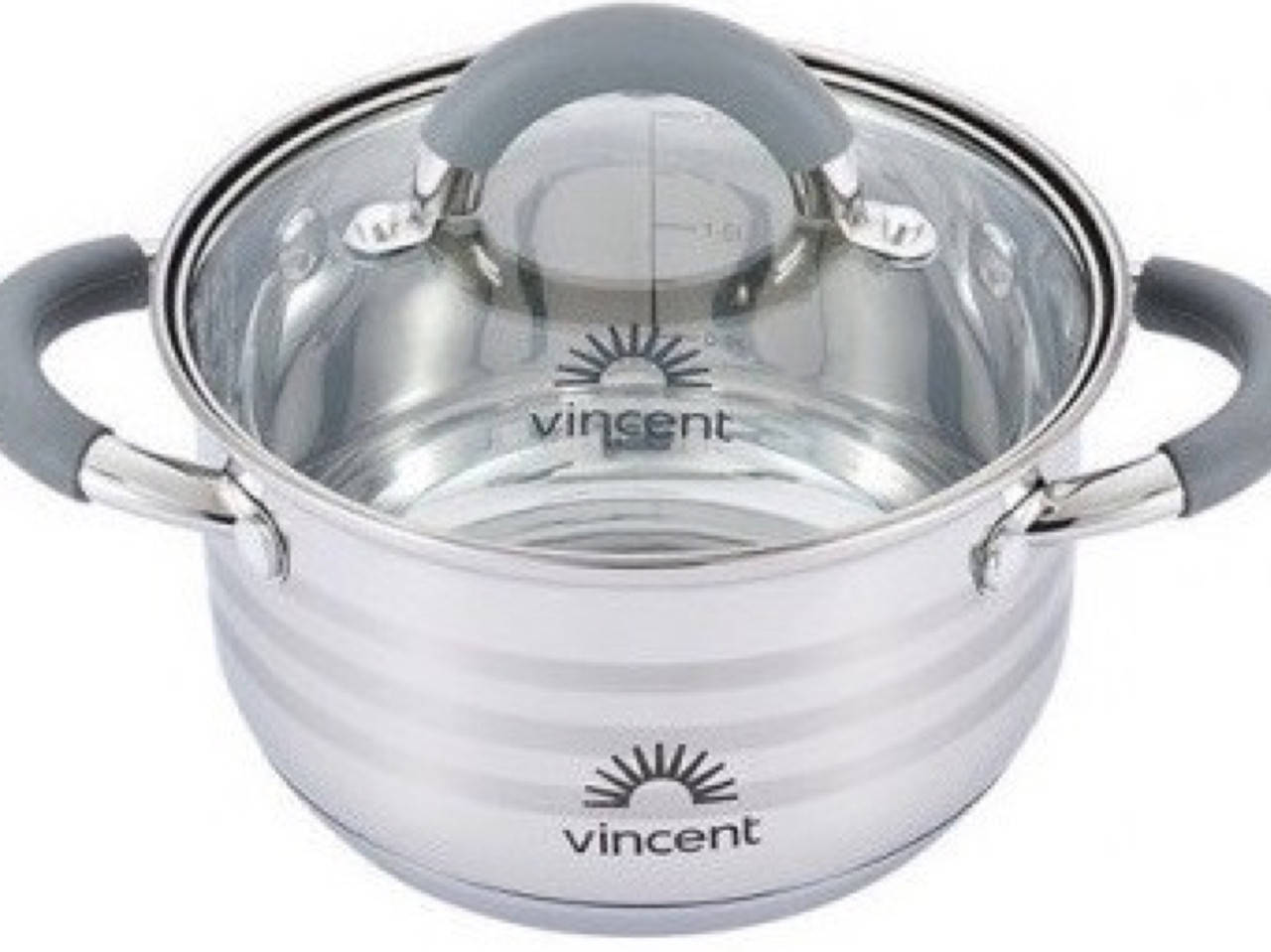 

Кастрюля из стали Vincent 6.1 л, 24 см с силиконом на ручках, VC-3179-24, Серый