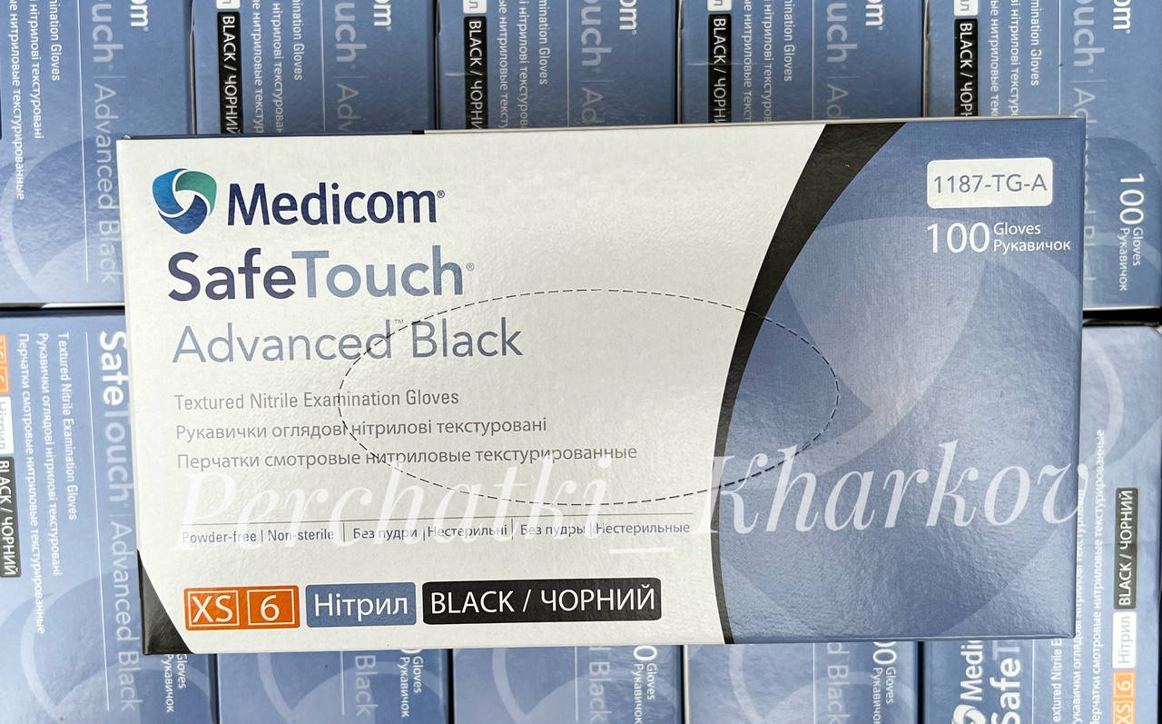 

Перчатки нитриловые черные (3,3 гр) Medicom, размер, Черный