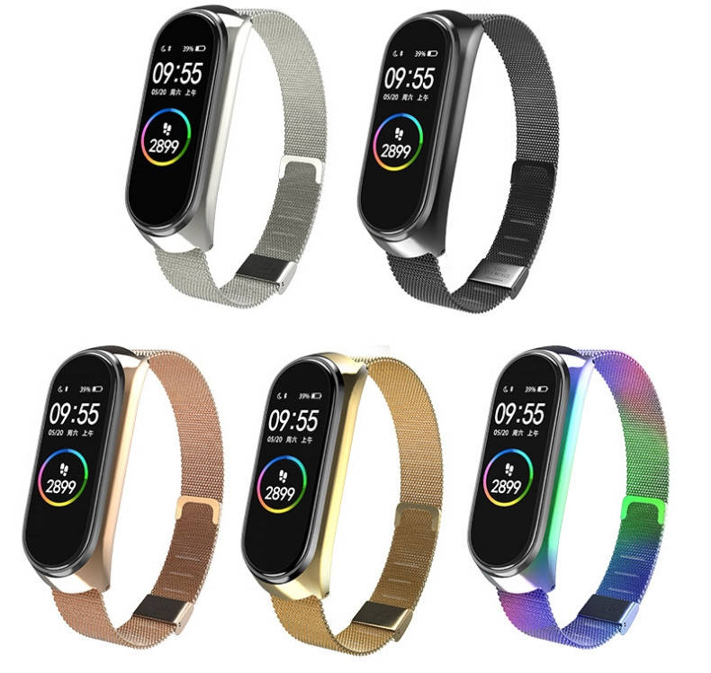 

Ремешок для Xiaomi Mi Band 5 / 6, миланская петля. РАЗНЫЕ ЦВЕТА серебристый