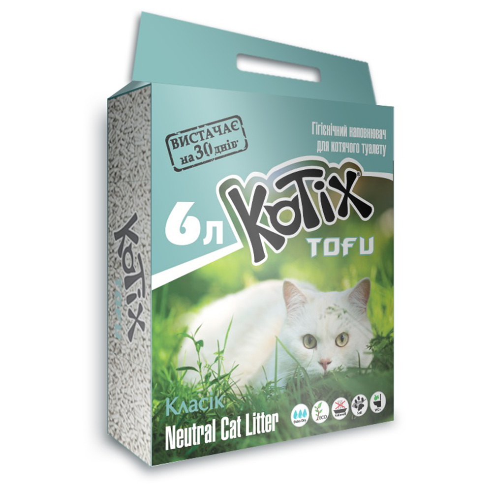 

Наполнитель соевый Kotix Tofu, 6л Classic (без аромата)