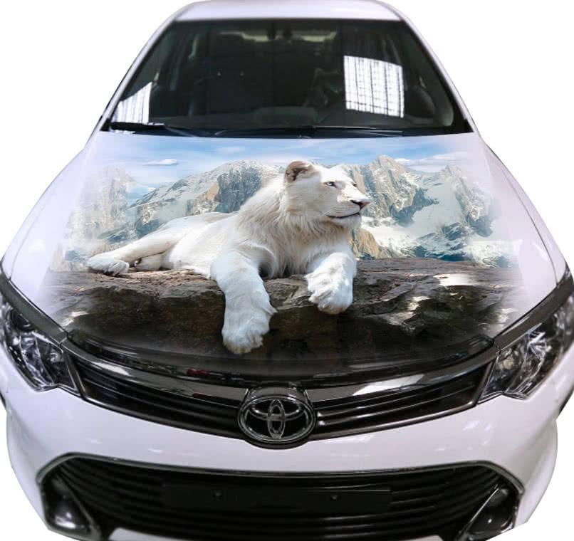 

3д наклейка на капот Astart3d Лев белый